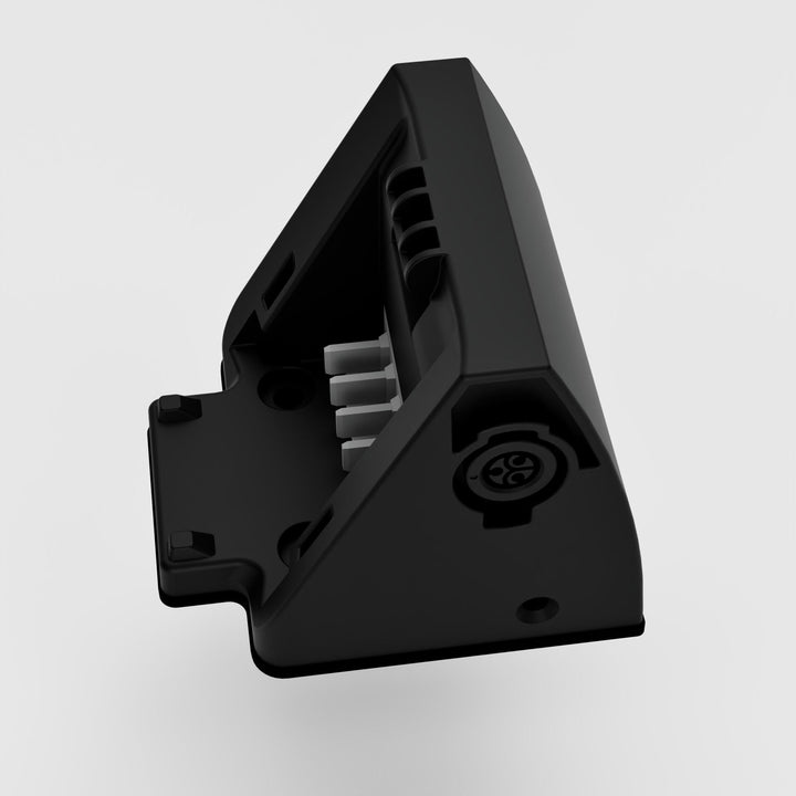 Universal bottom support for e-bike battery with discharge/charge connectors, PCB integration, and waterproof design.
